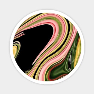 modern abstract black yellow pink swirls Magnet